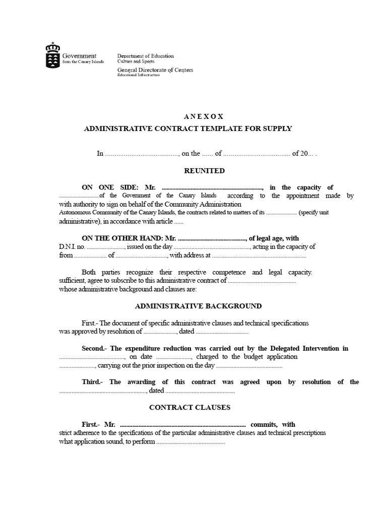 Administrative Supply Contract Template | PDF | Common Law | Private Law