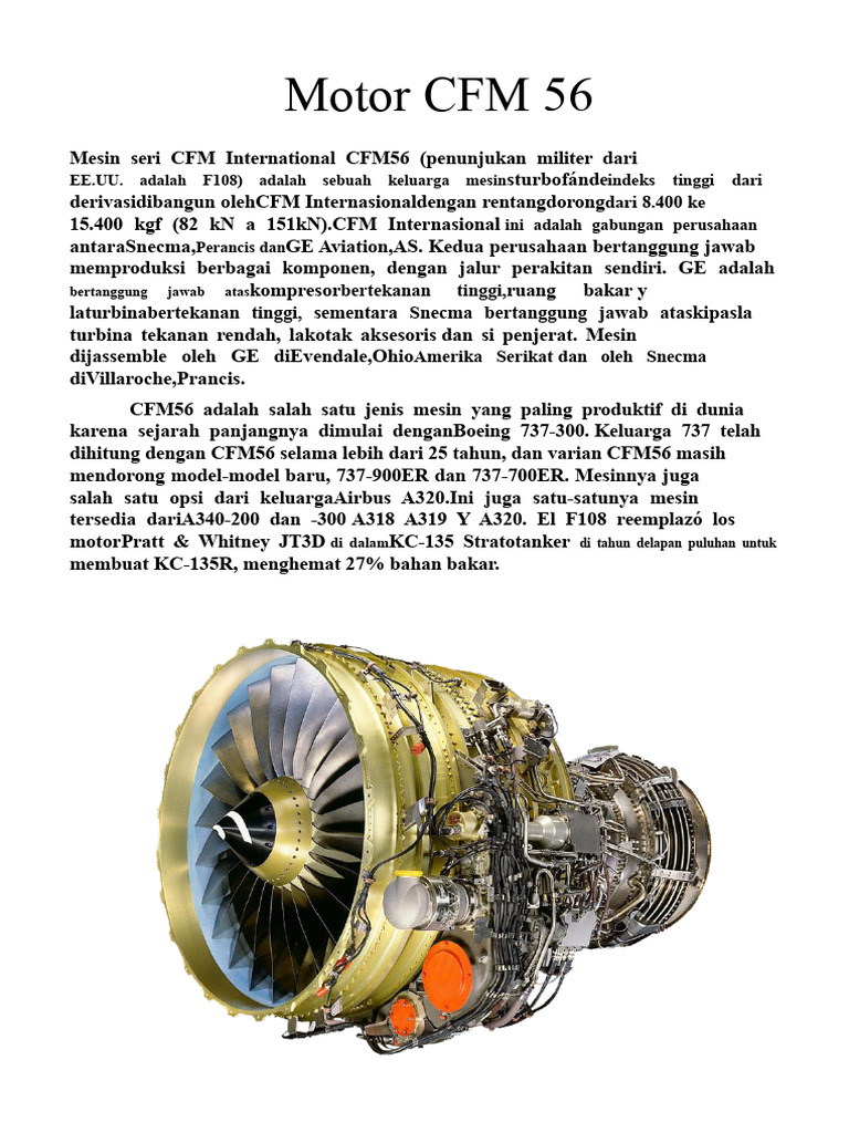 Mesin CFM56: Spesifikasi dan Varian | PDF
