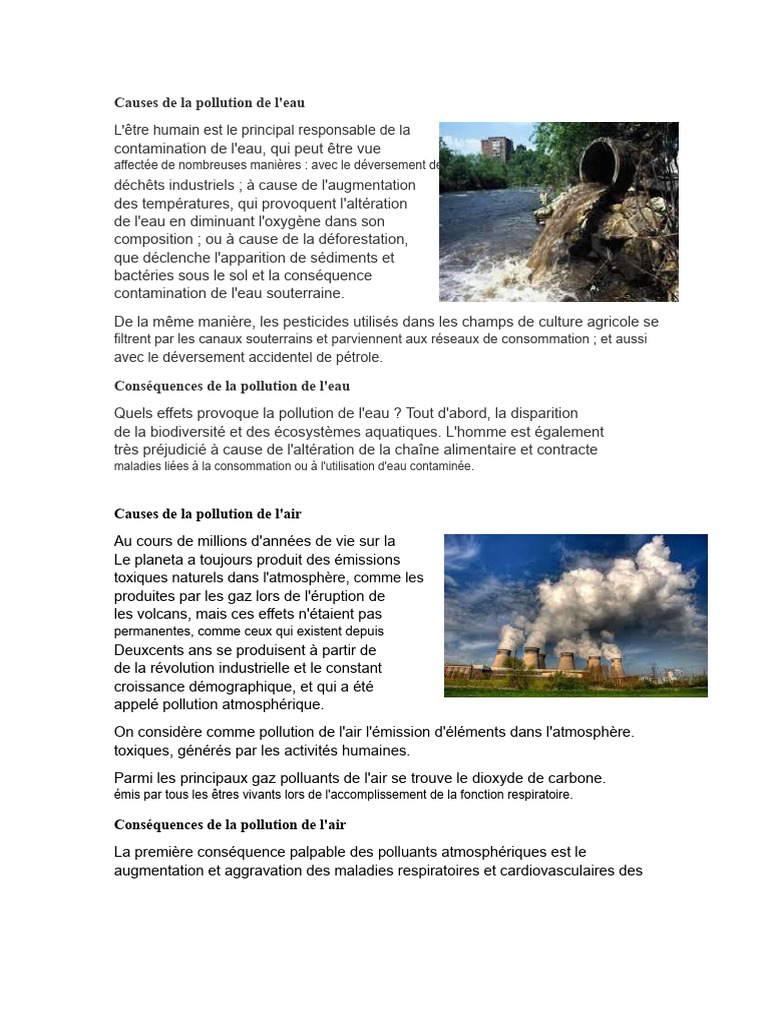 Pollution de l'eau, de l'air et du sol | PDF | la pollution | Pollution ...