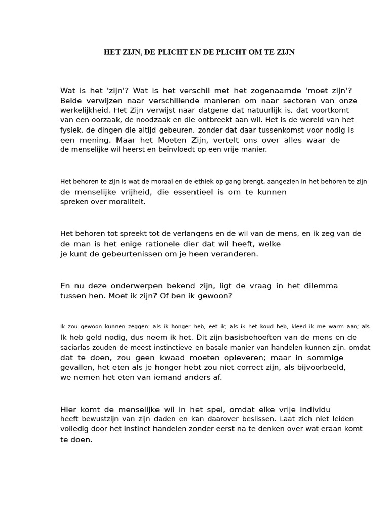 De Plicht, Het Zijn en de Plicht Te Zijn | PDF