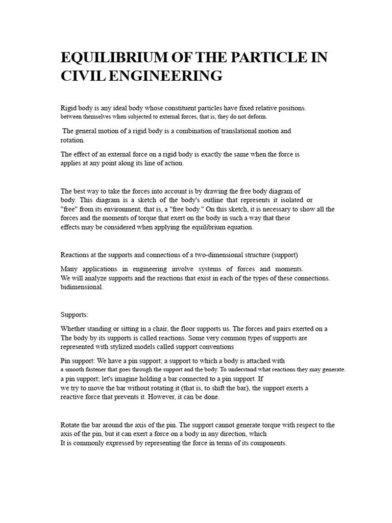Particle Balance in Civil Engineering | PDF | Force | Rotation