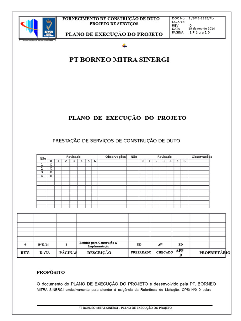 1 Plano de Execução Do Projeto | PDF