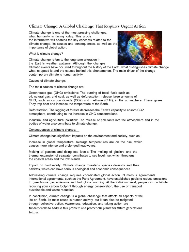 Urgent Action Against Climate Change | PDF | Climate Change ...