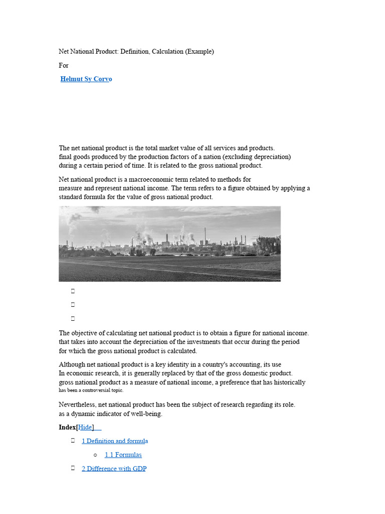 Net National Product DEFINITION | PDF | Gross Domestic Product | Net ...