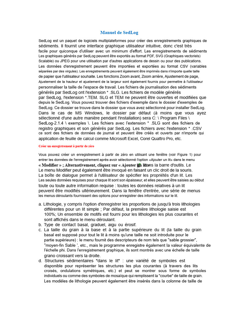Manuel de SedLog | PDF | Valeurs séparées par des virgules | Fichier ...