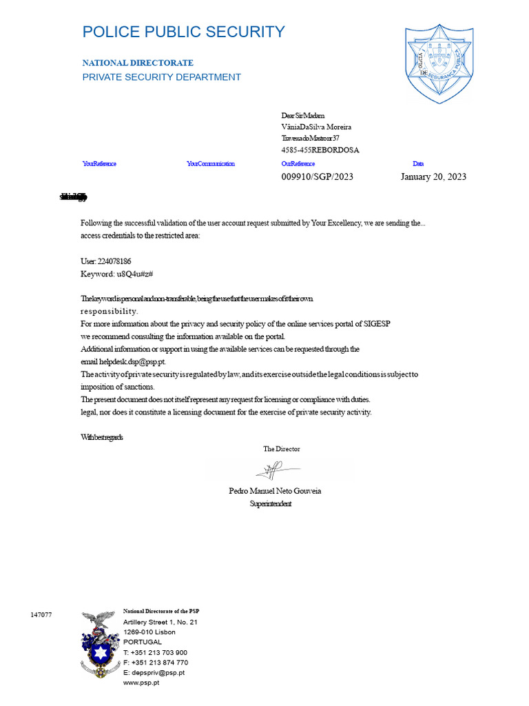 Private Security Access Credentials Notice | PDF