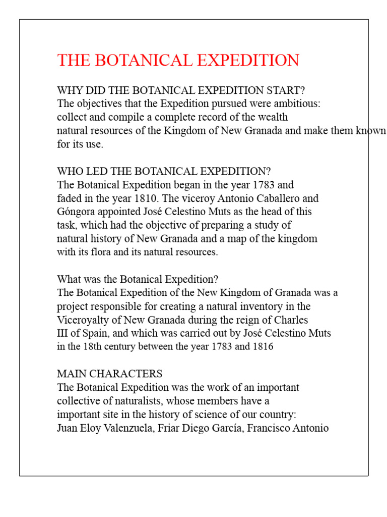 New Granada Botanical Expedition Overview | PDF