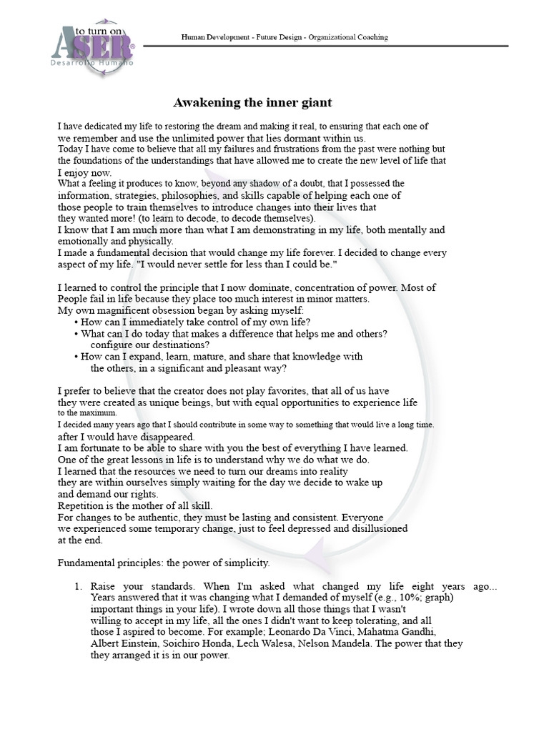 Awaken Your Inner Giant | PDF | Pleasure | Suffering