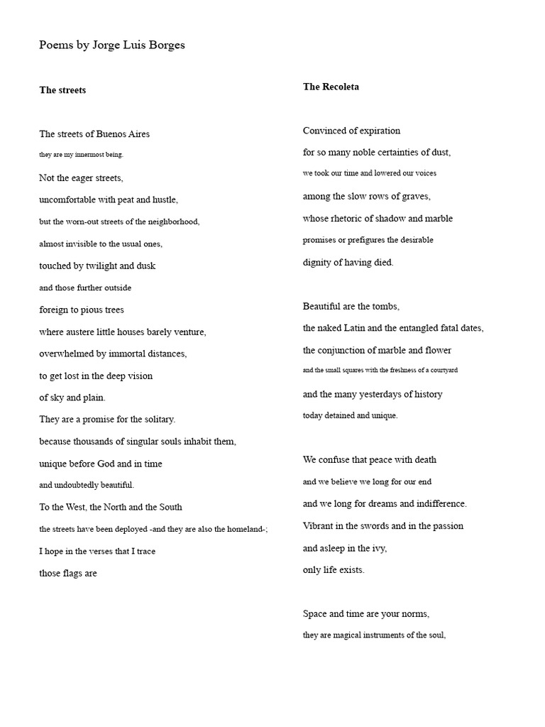 Poems by Jorge Luis Borges | PDF