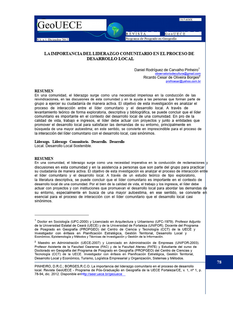 Liderazgo Comunitario y Desarrollo Local | PDF | Sustentabilidad ...