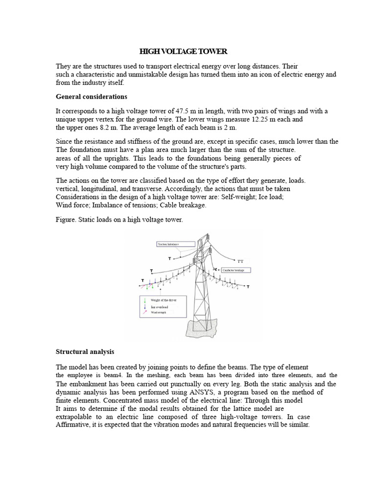 High Voltage Tower Structural Analysis | PDF | Beam (Structure ...