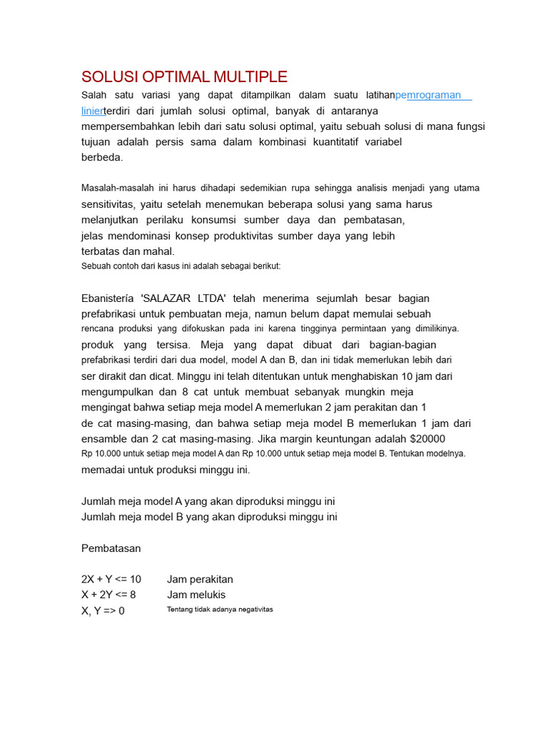 Memahami Solusi Optimal Berganda | PDF