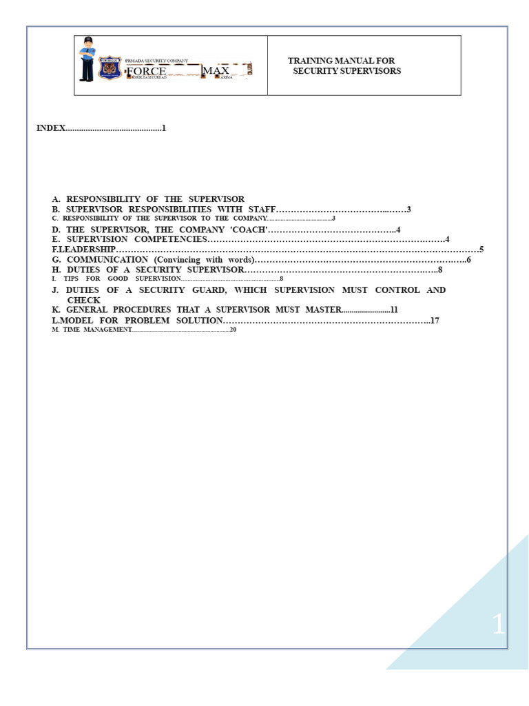 Supervisor Manual FORSEMAX | PDF | Physical Security | Leadership
