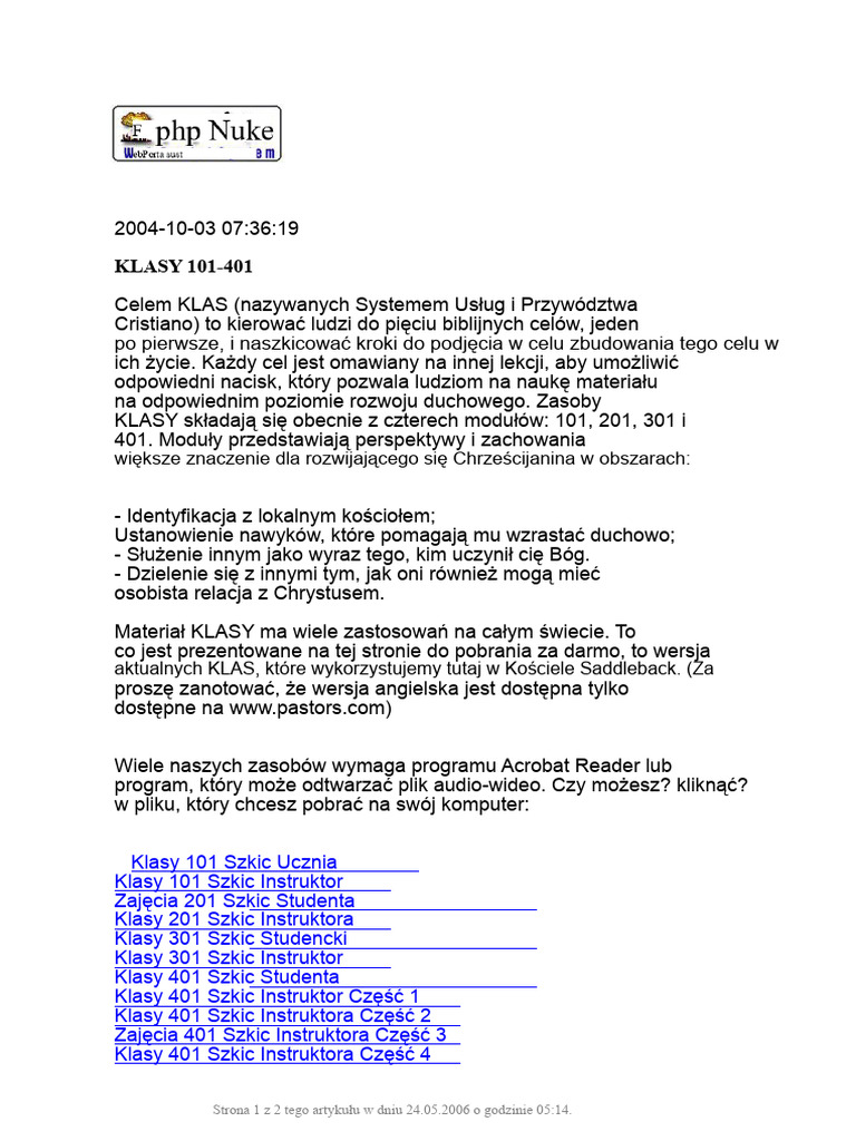 Klasy 101-401 | PDF