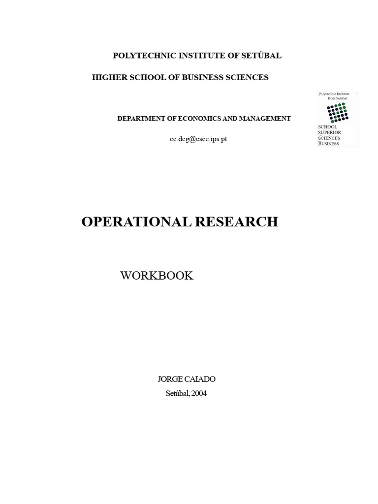 Operational Research Workbook Overview | PDF | Linear Programming ...