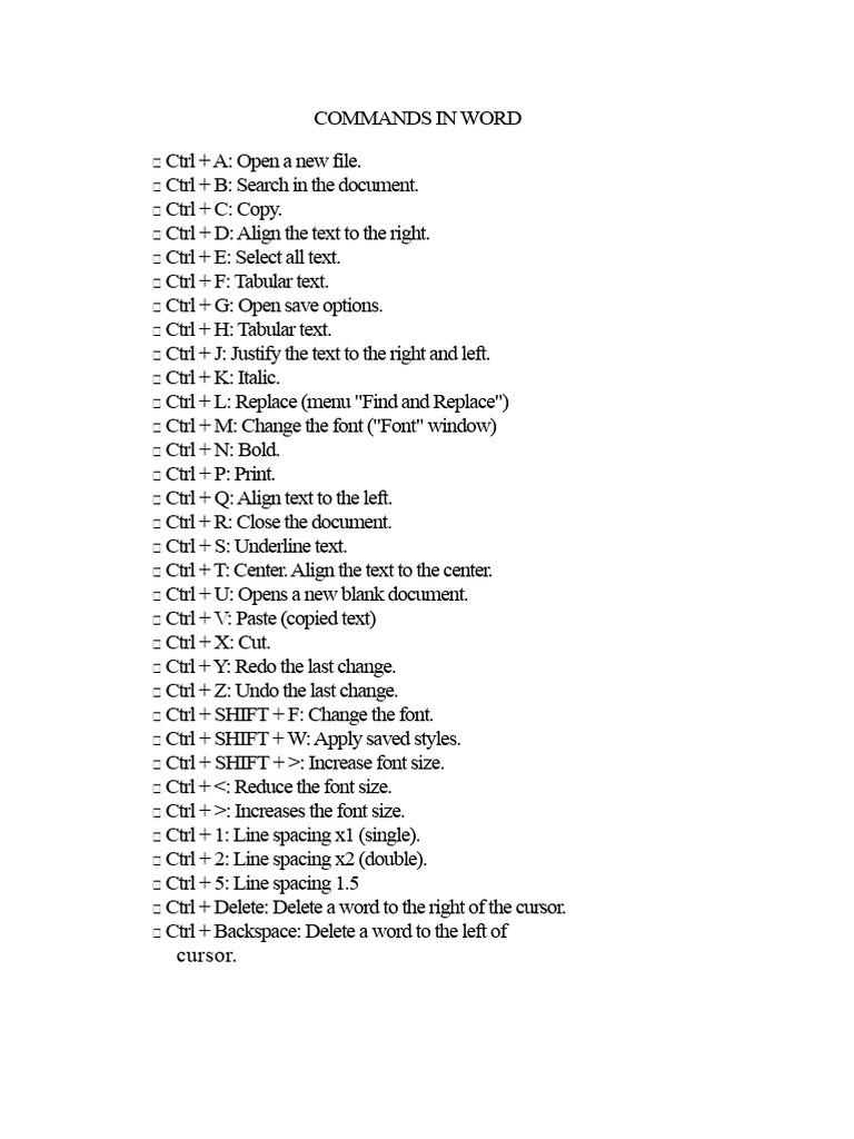 Commands in Word | PDF