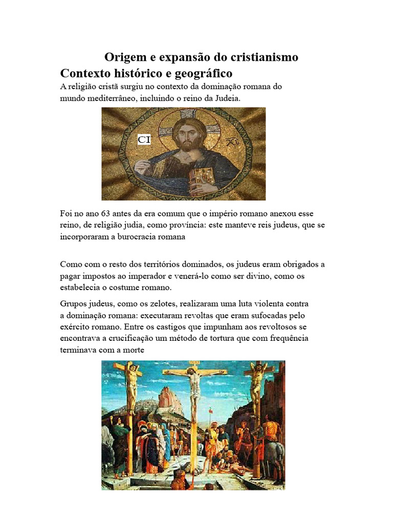 Origem do Cristianismo no Contexto Judaico | PDF