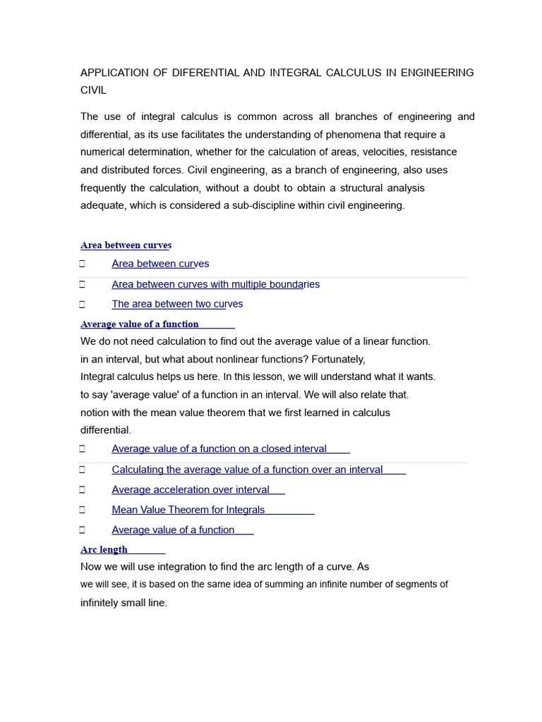 Calculus Applications in Civil Engineering | PDF | Integral | Calculus