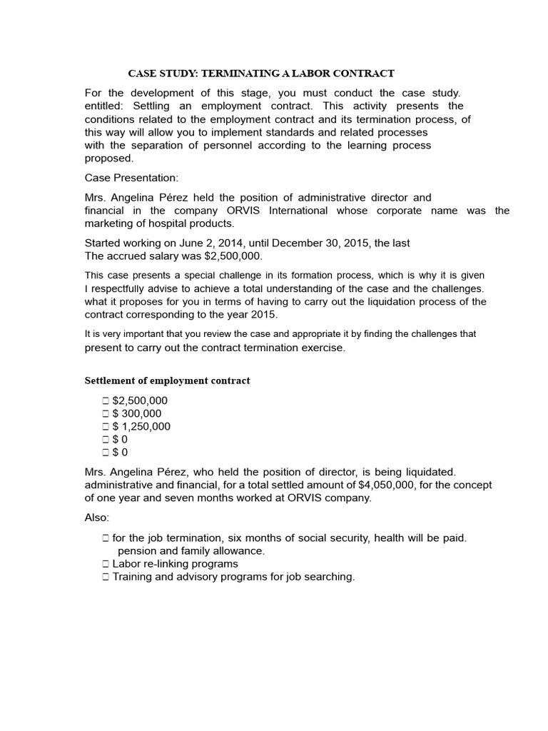 Labor Contract Termination Case Study | PDF | Employment | Trade Union