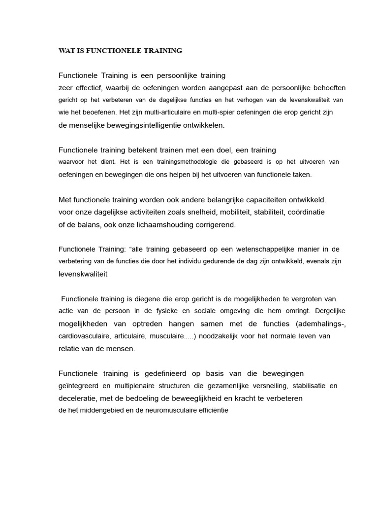 Wat Is Functionele Training | PDF