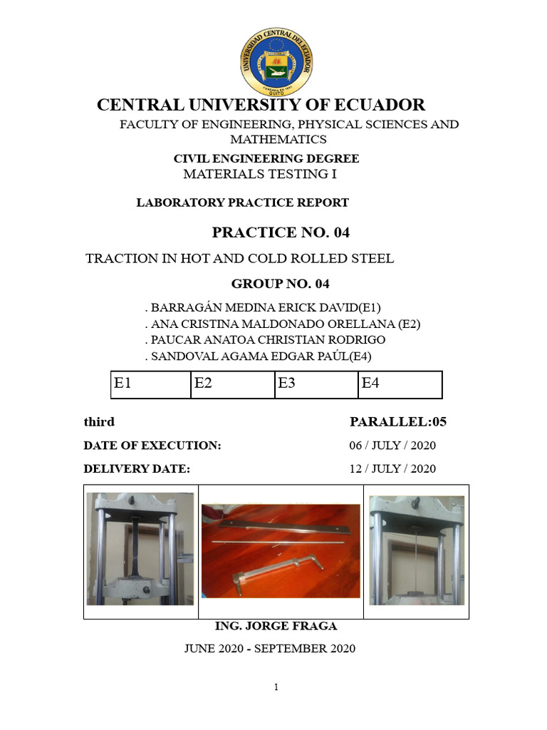 Laboratory Practice 04° - Tensile Testing of Hot and Cold Rolled Steel ...
