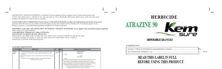 Atrazine 90 Kemsure Herbicide Guide | PDF | Herbicide | Weed