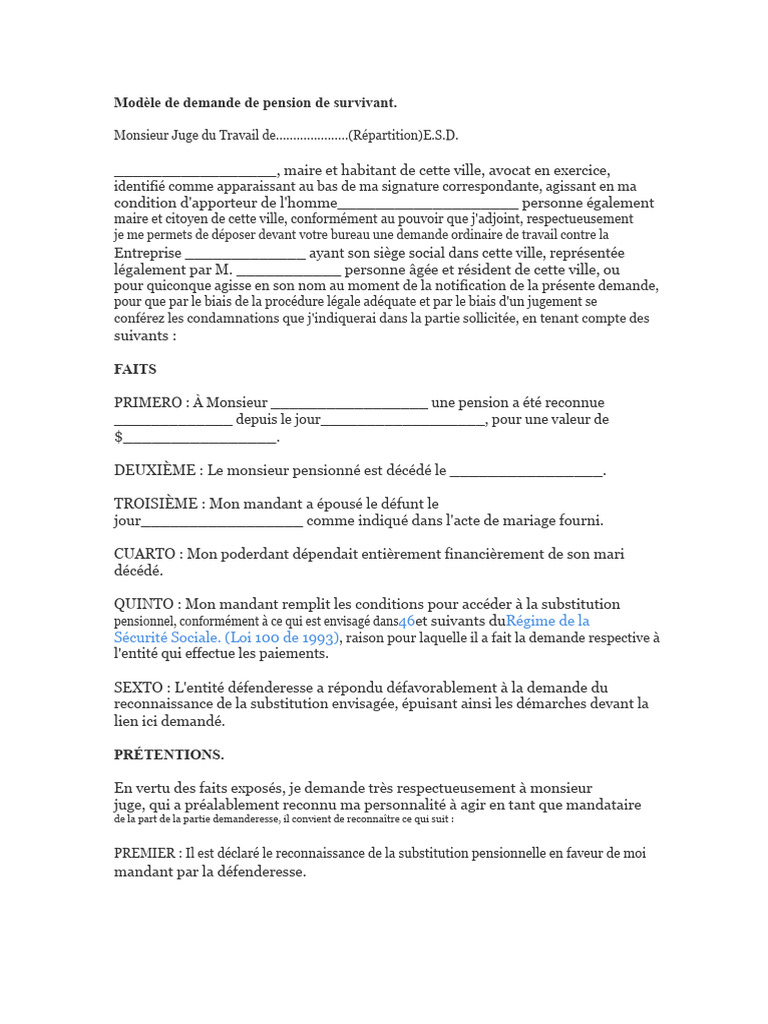 Demande de pension de survivant | PDF