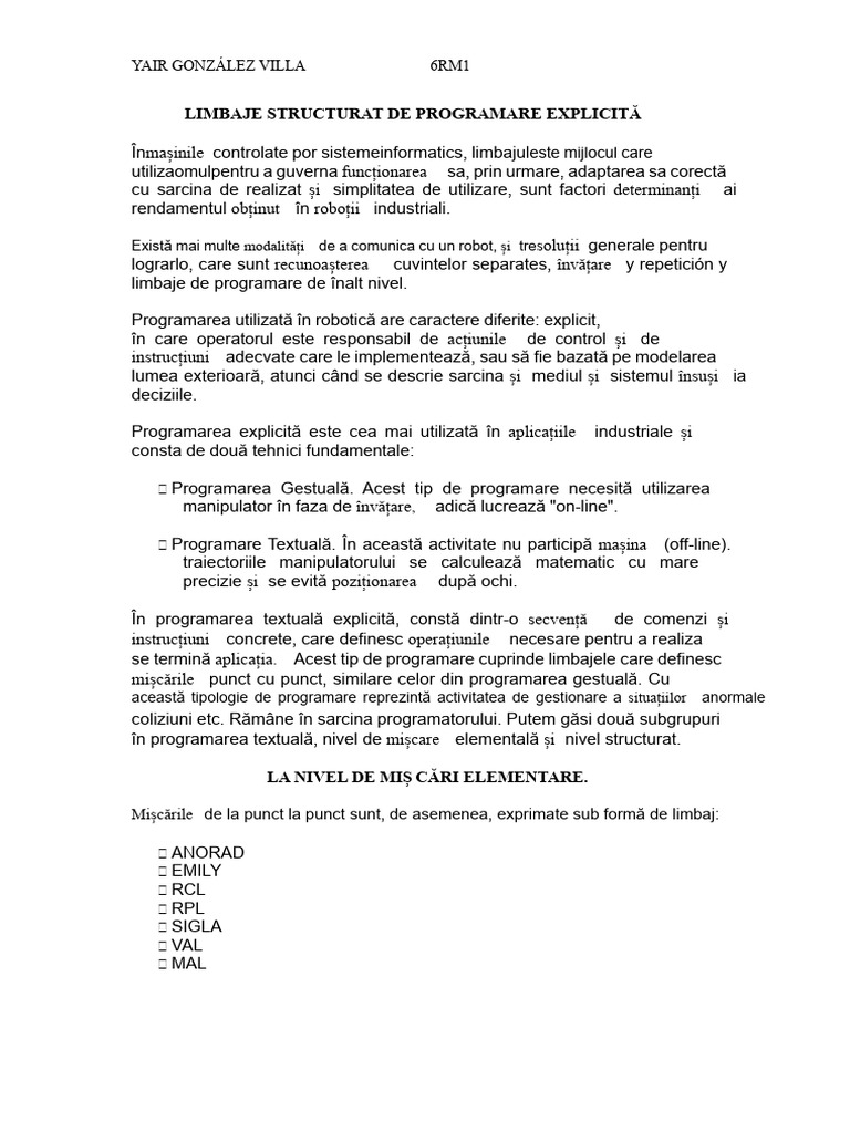 Limbaje Structurate de Programare Explicită | PDF