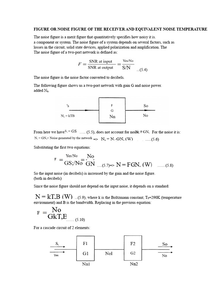 Receiver Noise Figure and Equivalent Noise Temperature | PDF ...