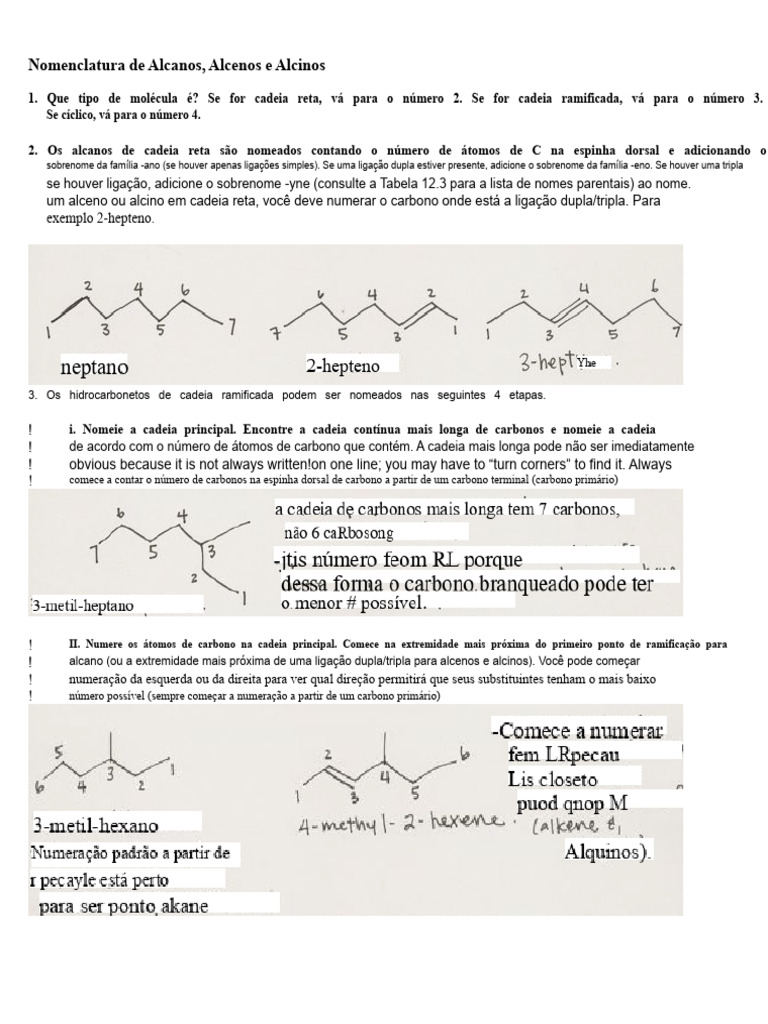 Nomenclatura de Hidrocarbonetos: Alcanos, Alcenos, Alcinos | PDF ...