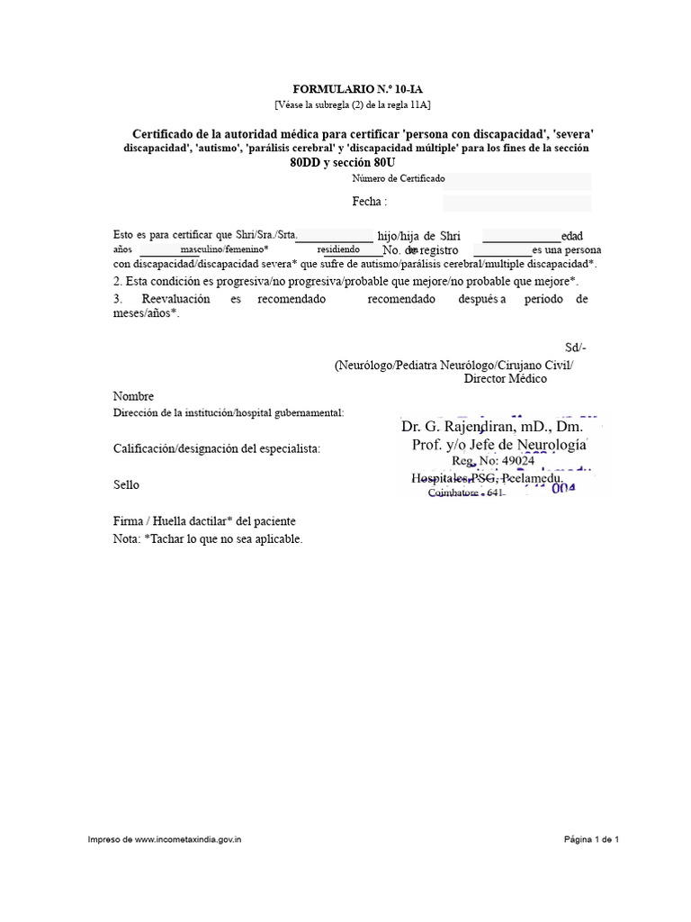 Formulario 10IA | PDF