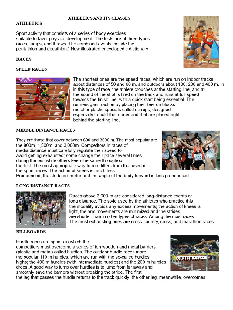 Overview of Athletics Classes | PDF | Track And Field | Games Of ...