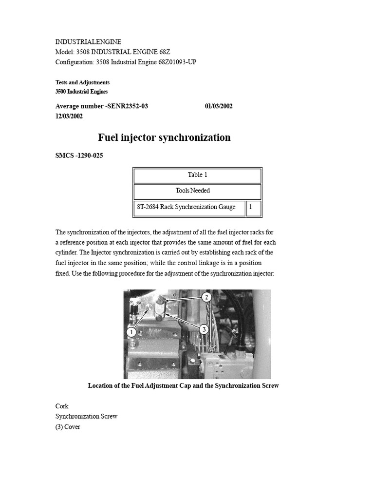 Injector Synchronization for 3508 Engine | PDF | Screw | Valve