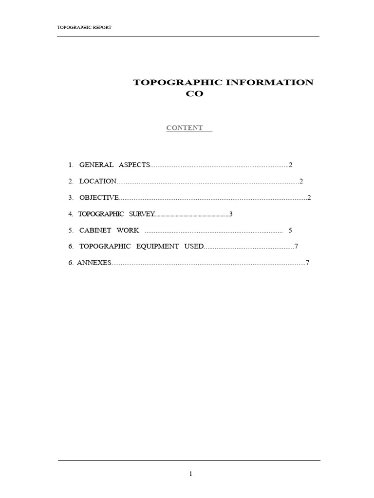 Topographic Survey Report for Road Project | PDF | Surveying | Topography