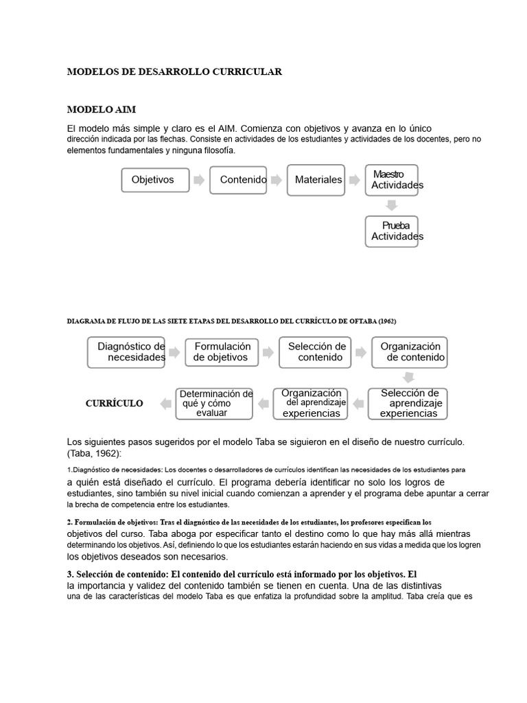 Modelos de Desarrollo Curricular | PDF | Plan de estudios | Evaluación