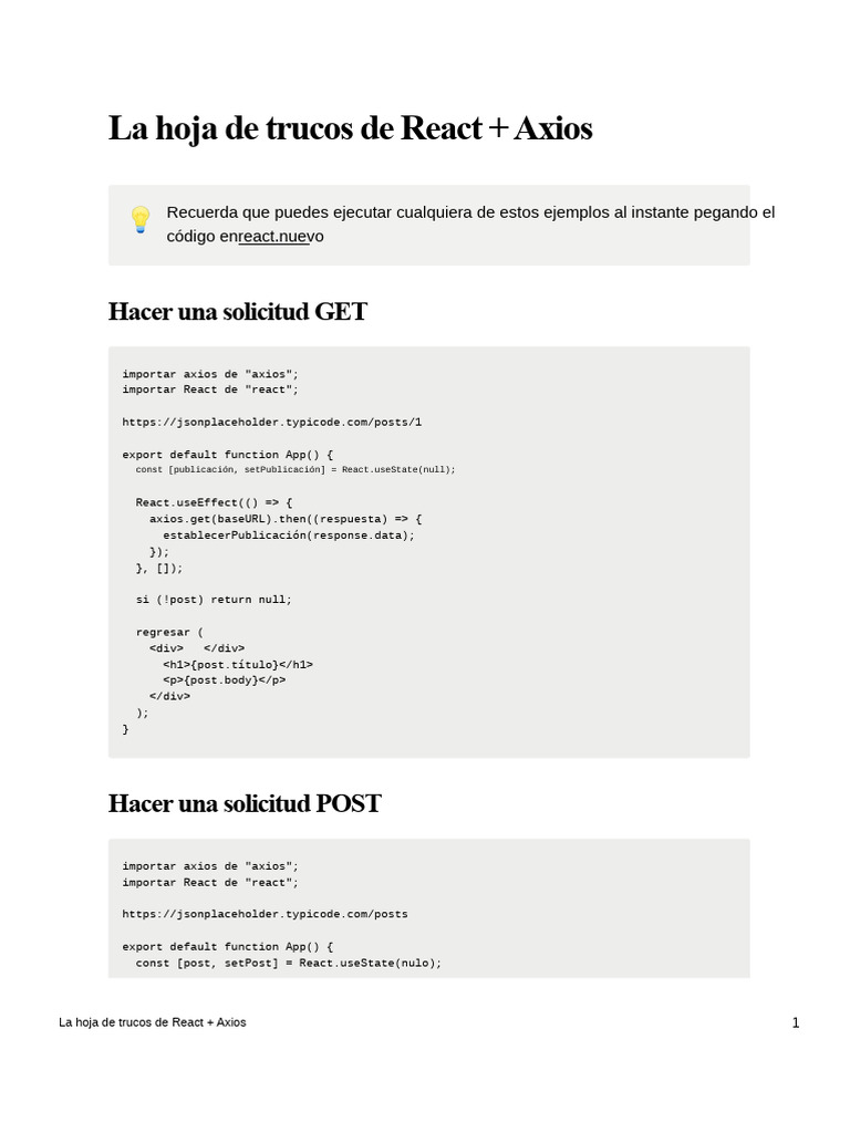 La Hoja de Trucos de React Axios | PDF | Ingeniería de software ...