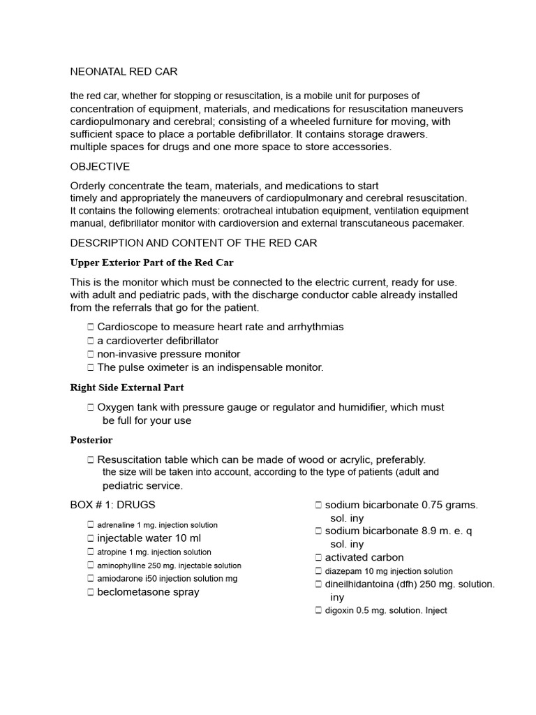 Neonatal Red Car | PDF | Cardiopulmonary Resuscitation | Clinical Medicine