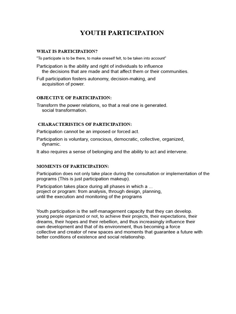 Understanding Youth Participation Rights | PDF | Citizenship | Social ...