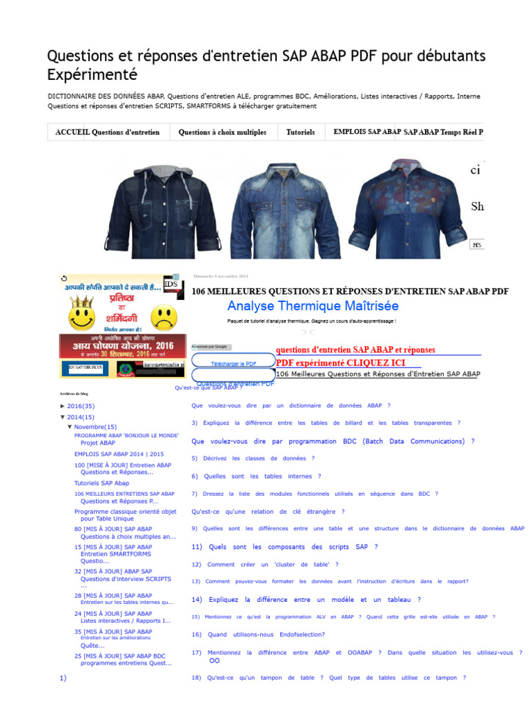 Questions d'Entretien SAP ABAP PDF | PDF | Programmation | Programme ...