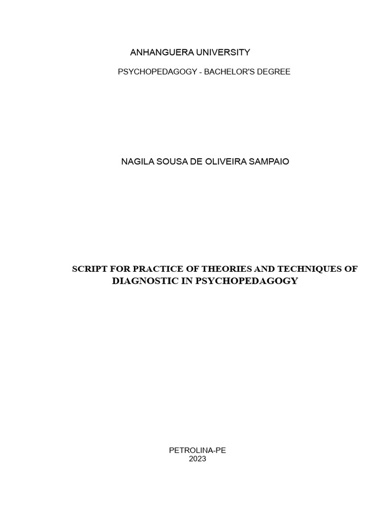 Practice Script - Theories and Techniques of Diagnosis in ...