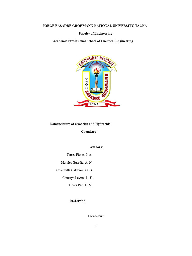 Nomenclature of Hydracids and Oxyacids | PDF | Valence (Chemistry ...