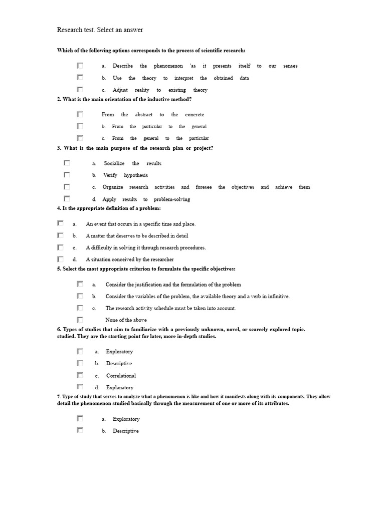 Research Methodology Quiz | PDF | Methodology | Theory