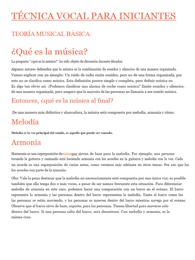 Introducción a la Técnica Vocal y Música | PDF | Sonido | Melodía