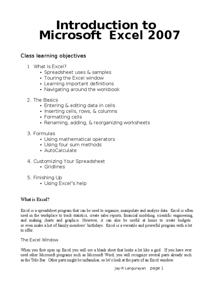 Ms Excel 2007 Download Free