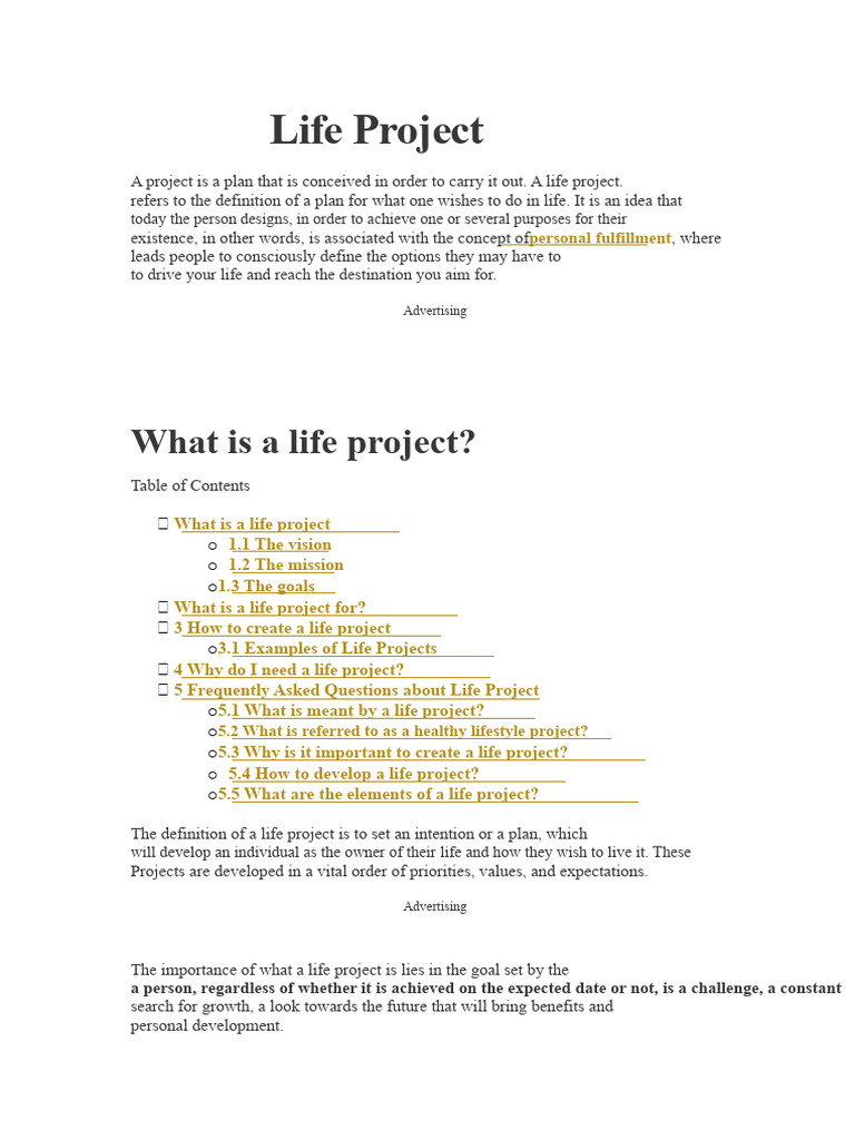 Understanding Your Life Project | PDF | Goal | Reason