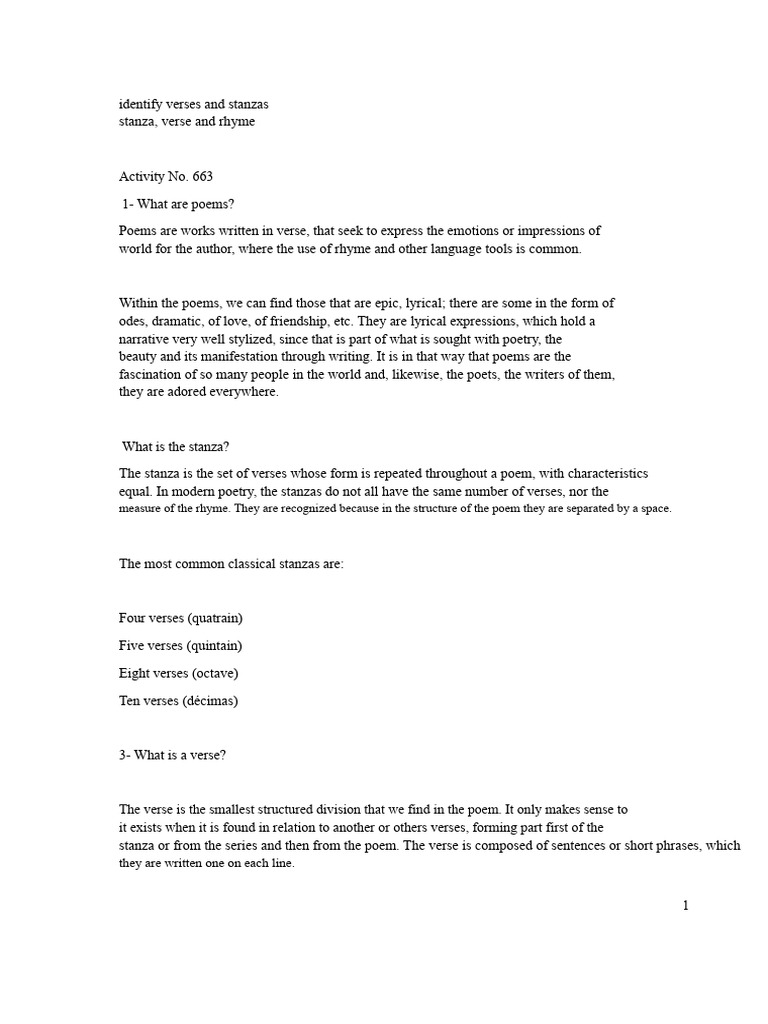 Understanding Verses and Stanzas | PDF | Poetry | Stress (Linguistics)