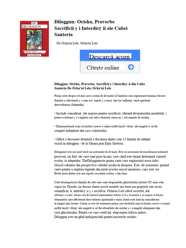 Diloggun: Orisha, Proverbe Sacrificii Ș I Interdicț II Ale Cubei ...