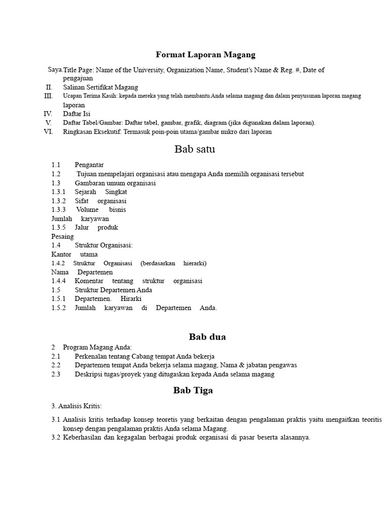 Format Laporan Magang | PDF