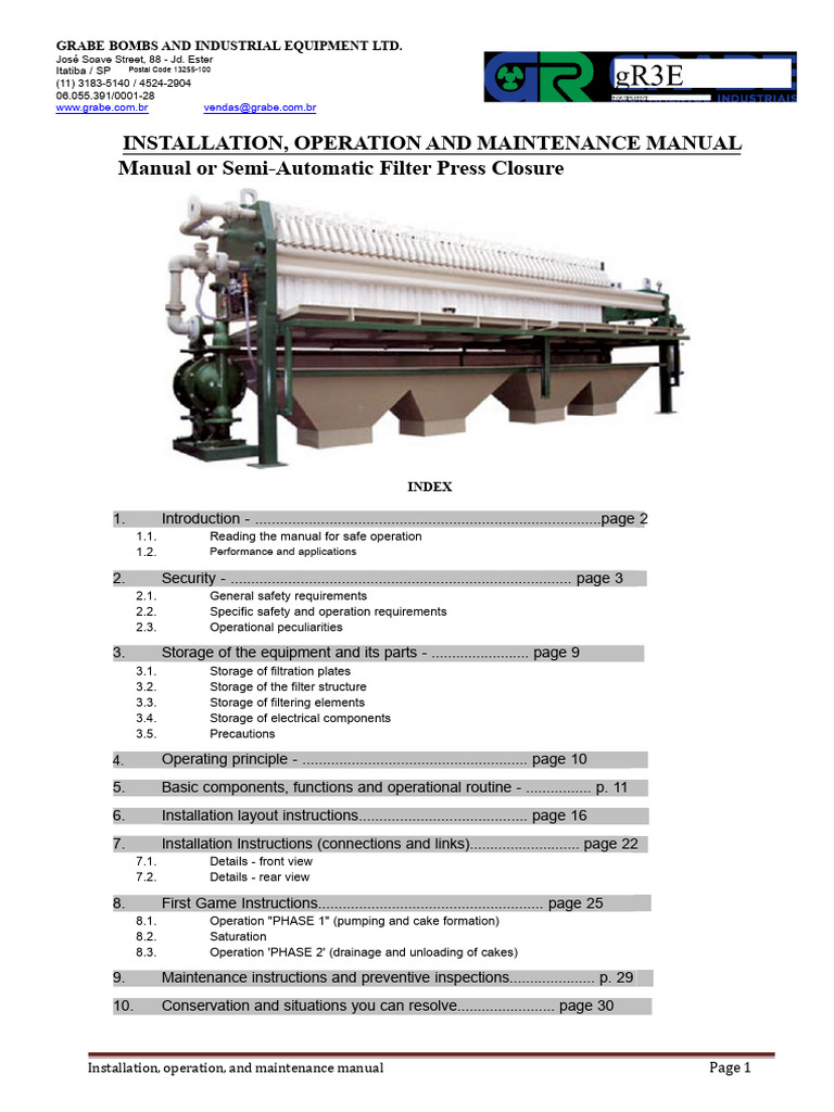 Filter Press Operation & Maintenance Guide | PDF | Filtration | Pump
