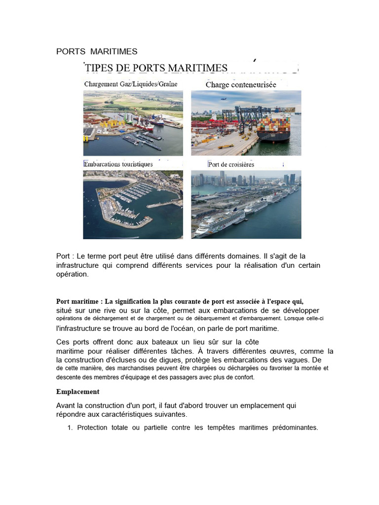 Guide des Ports Maritimes et Infrastructure | PDF | Port | Dragage